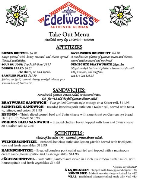 edelweiss prada menu